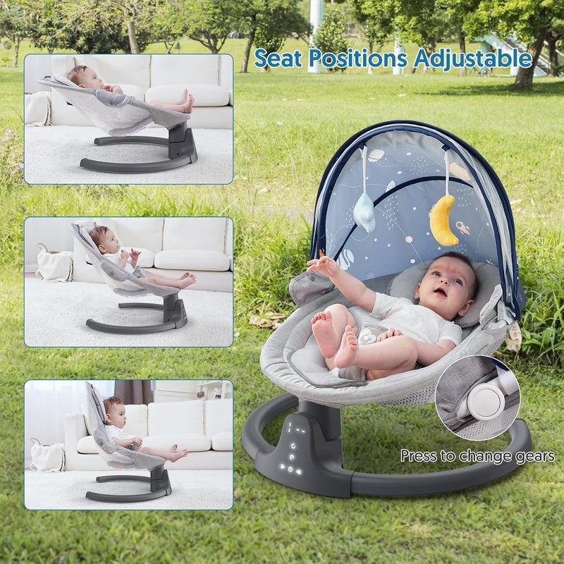 Bellababy Bluetooth Baby Swing for Infants, Compact & Portable Baby Swing, 3 Seat Positions, 5 Swing Speed, 10 Music, Remote Control, USB Plug-in Power, Reversible Cushion for All Seasons - Image 4